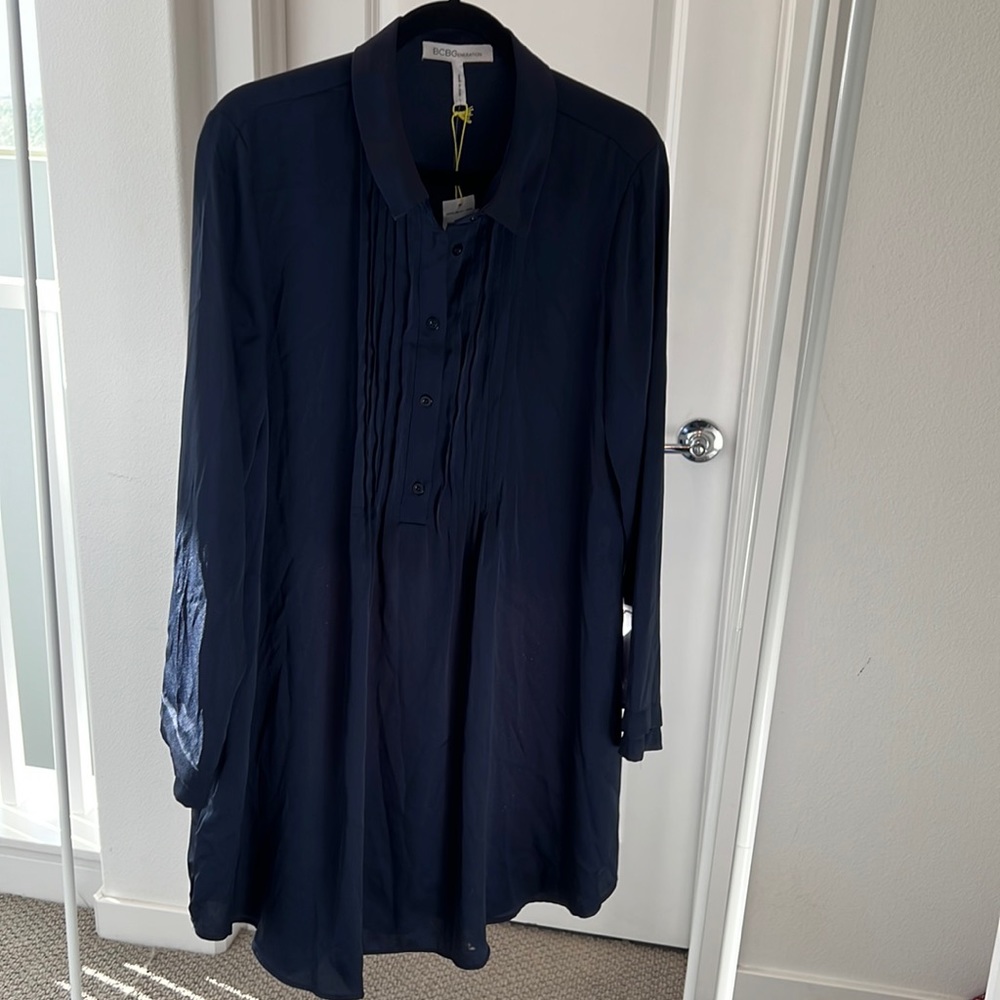 NWT Navy BCBGeneration Shirt Dress Size L